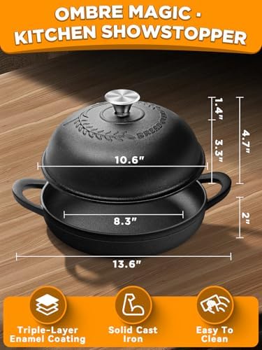 Dutch Oven Bread Baking Pot with Lid 6QT Enameled Cast Iron Oven, Matte Black Design & Sourdough Kit (Silicone Sling) for Artisan Bread Making