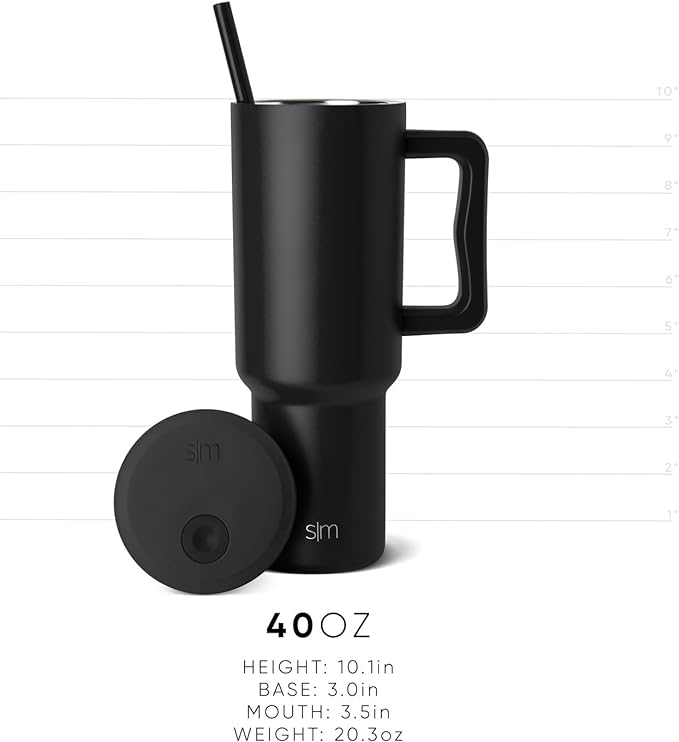 Simple Modern Halloween 40 oz Trek Tumbler with Handle and Straw Lid | Cup Holder Friendly Insulated Stainless Steel Travel Mug | Spooky Stamps on Cream