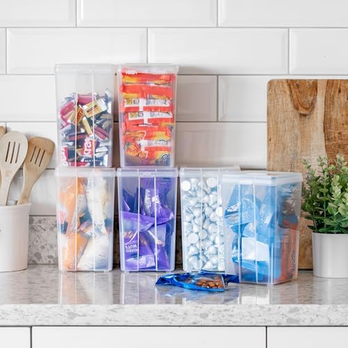 IRIS USA Flip Top Storage Containers |Made in USA| Medium (6-Pack) - Clear