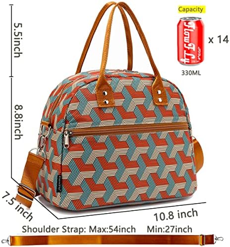 FlowFly Insulated Lunch Bag With Shoulder Strap for Women, Men, and Kids, Large and Reusable, Handle, Freezable Work and School Travel Tote and Meal Prep Organizer,Stereoscopic Red