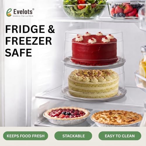 Evelots 4-Pack 11-Inch Cake Containers with Lids, Portable Cake Carriers