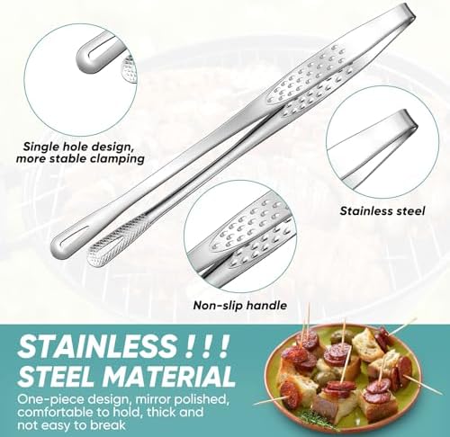 meekoo 6 Pcs Stainless Steel Korean BBQ Grill Tongs