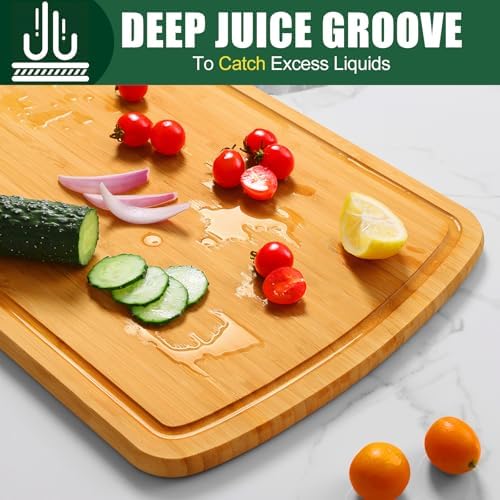 Homaxy Extra Large Bamboo Cutting Boards for Kitchen, 18x12.5"