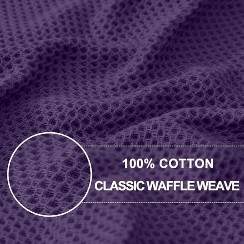 Homaxy 100% Cotton Waffle Weave Kitchen Dish Cloths 12-Pack, Eggplant