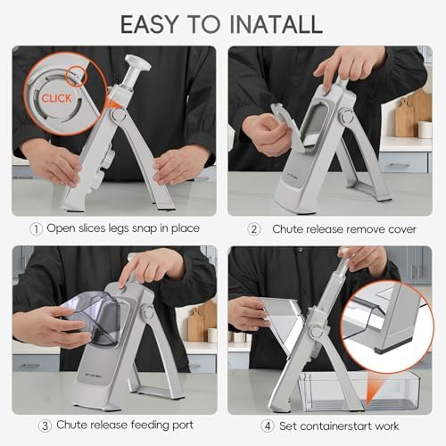 Safe Mandoline Slicer for Kitchen, Vegetable & Food Cutter, Easy to Clean