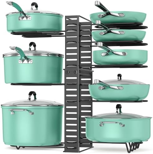 ORDORA Pots and Pans Organizer Under Cabinet Expandable, 8-Tier Adjustable