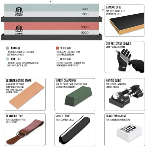Complete Knife Sharpening Stone Kit, Double-Sided Grit400/1000 & 3000/8000