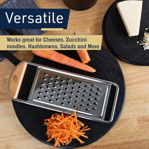 Kings County Tools Cheese Grater Handheld, Flat Food Grater, 12” x 4.5”