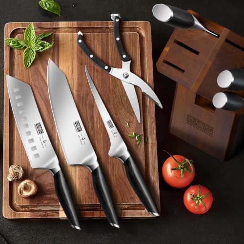 HOSHANHO 8PCS Knife Set, Razor Sharp Japanese Kitchen Knife Set with Block