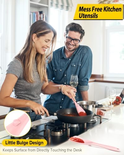 BUNDLEPRO Silicone Cooking Spoons for Nonstick Cookware, One-Piece, 2 Pack