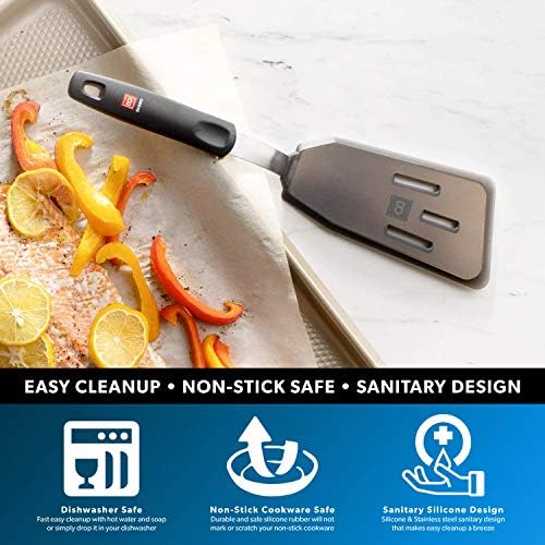 DI ORO Silicone Fish Spatula - Slotted Turner, 600F Heat Resistant