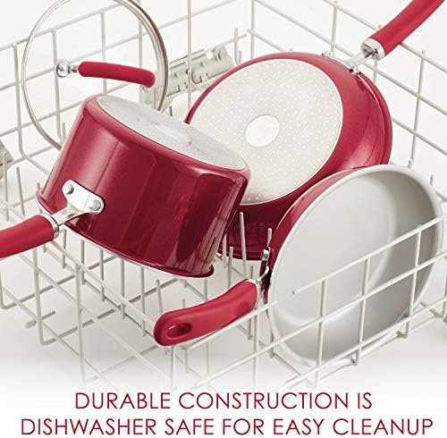 Rachael Ray Create Delicious Aluminum Nonstick Steam Set, 3-Quart, Red Shimmer