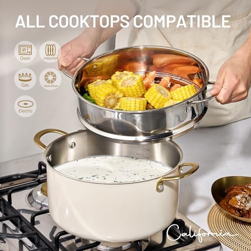 CAROTE 8QT Full Clad Tri Ply Stainless Steel Stock Pot with Lid