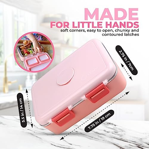 kinsho Small Stainless Steel Bento Box Lunch Container, Baby Toddlers, Pink