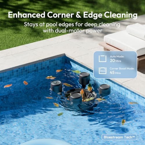(2026 New) BUBLUE F10 Automatic Pool Skimmer Robot,Robotic Pool Skimmer with 5L Filter, App Control,Powerful Suction,Dual Cleaning Modes, AI Navigation,Ideal for In-Ground & Above-Ground Pools,Black