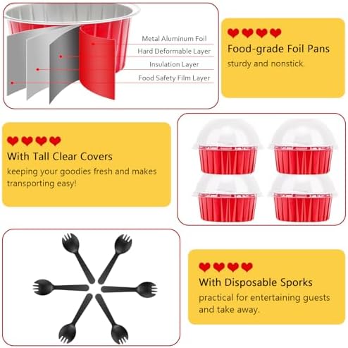 LNYZQUS 5oz Cupcake Tins with Dome Lids 100 Pack, Foil Dot Cake Cups