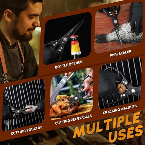 Huusk Kitchen Scissors for Food - Heavy Duty Kitchen Shears all Purpose