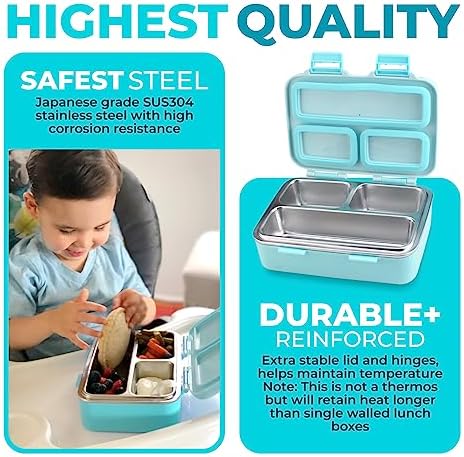 kinsho Small Stainless Steel Bento Box Lunch Container Baby Toddlers, Green