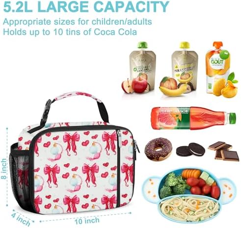 esouler Lunch Box Kids Insulated Lunch Bag for Boys & Girls Durable Children Lunchbox for School with Water Bottle Holder-Bowknot