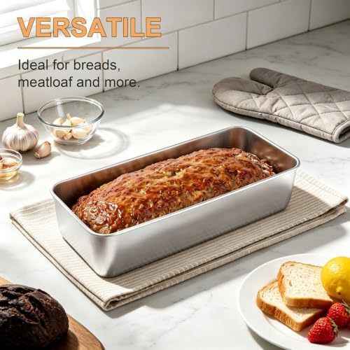 Homikit 12x5 Inches Stainless Steel Loaf Pan, 1 Pack Large Bread Baking Pan