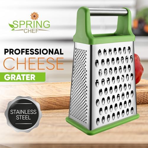 Spring Chef Stainless Steel XL Cheese Grater for Kitchen, Green