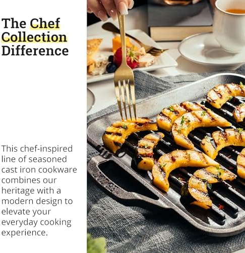 Lodge Chef Collection 11 Inch Pre-Seasoned Cast Iron Square Grill Pan