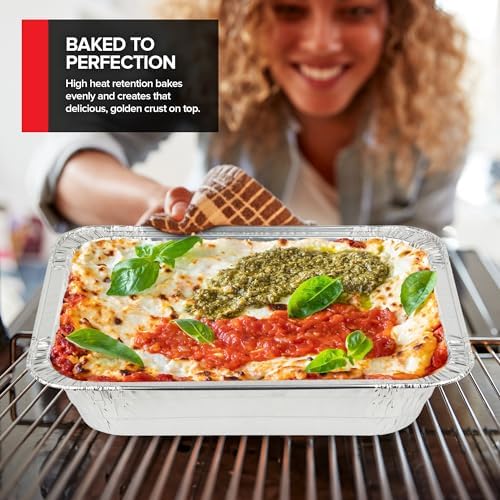 Stock Your Home 9x13 Disposable Aluminum Pans with Lids, 30 Pack