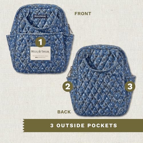 Bella Taylor Lunch Tote, Quilted Lunch Bag, Navy Floral