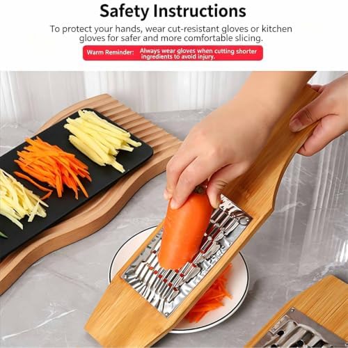 Bamboo Vegetable Grater Stainless Steel Zester Handheld Shredder For Carrot