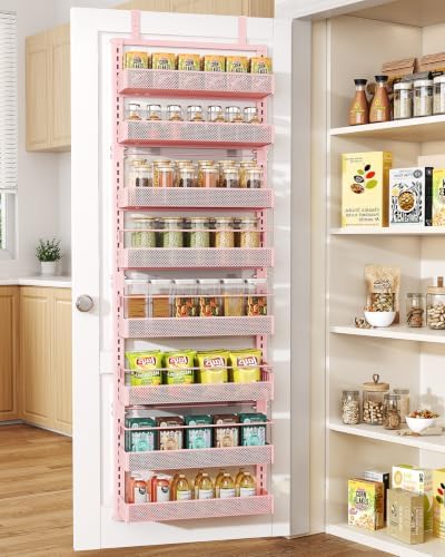 SNTD 8 Tiers Over the Door Organizer, 17" W x 6" D x 69" H, Pink