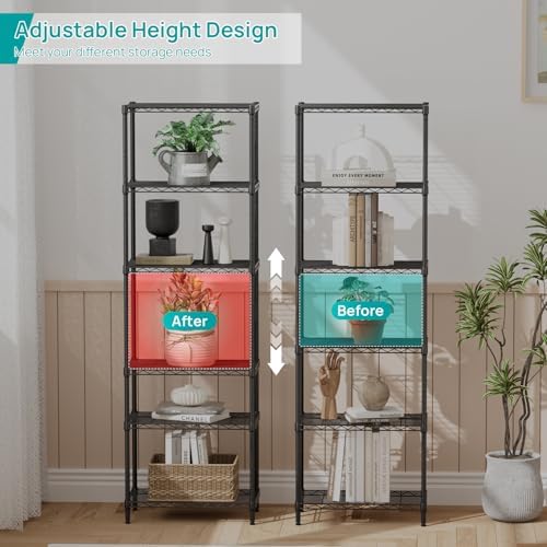 SINGAYE 6 Metal Shelves Wire Shelving Storage Shelf Adjustable Unit Pantry