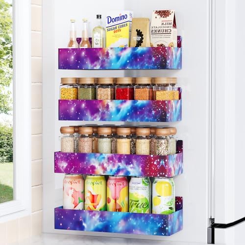 Mystozer Magnetic Spice Rack for Refrigerator Starry Sky, 4 Pack
