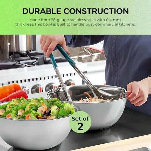 OCS Parts 2-Pack 5 Quart Mixing Bowls | 11.25-Inch Stainless Steel