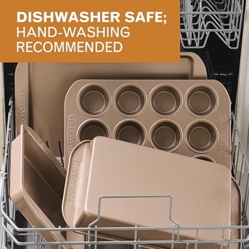 Farberware Nonstick Rectangular Cake Pan, 9x13 Baking Pan, Mocha
