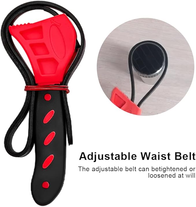 Jar Opener, Adjustable Belt Wrench Can Opener Jar Lid Opener Tool Easy Twis-t Rubber Jar Gripper Multi Can Openers for Weak Hand(red)