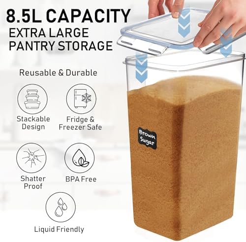 2 PC (8.5L / 287 Oz) Extra Large Pantry Flour Sugar Storage Containers Set