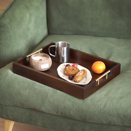 Joy&Grace Acacia Wood Ottoman Tray with Handles 17" x 13"