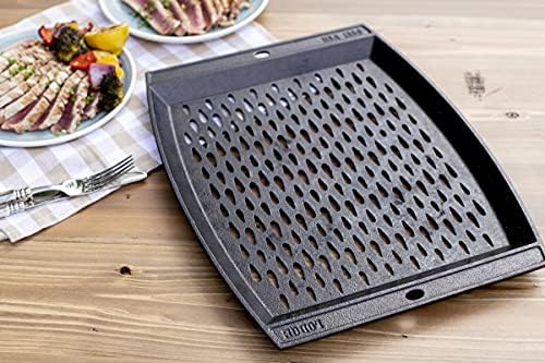 Lodge Pre-Seasoned Cast Iron Rectangle Grill Topper, 15 Inches