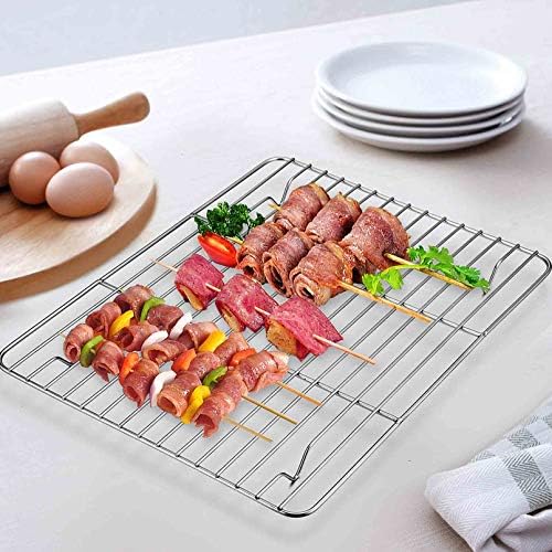 TeamFar Toaster Oven Tray and Rack Set, 9.3" x 7" x 1" Toaster Oven Pan