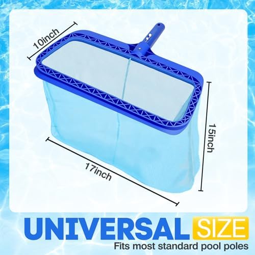 Pool Skimmer Net, Professional Swimming Pool Leaf Skimmer with Heavy Duty Frame, Fine Nylon Flat Mesh for Fast Debris Cleaning, for Above Ground & In-Ground Pools