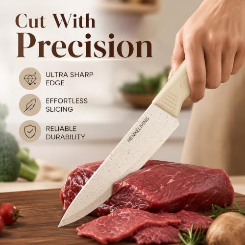 Knife Set with Built-in Sharpener Block, Dishwasher Safe