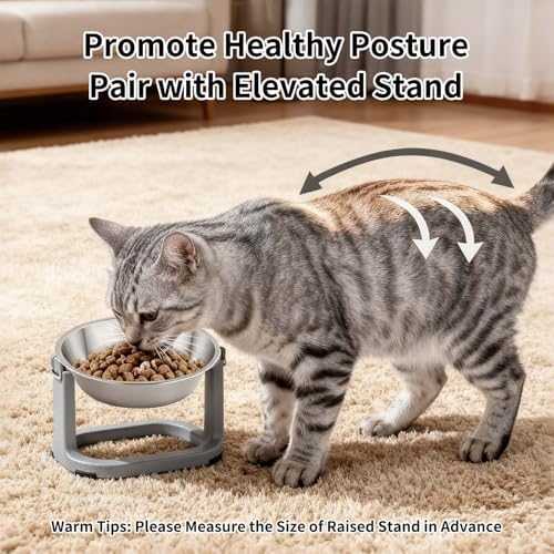 Tifanso 6PCS 5.6" Stainless Steel Whisker Friendly Cat Food & Water Bowls