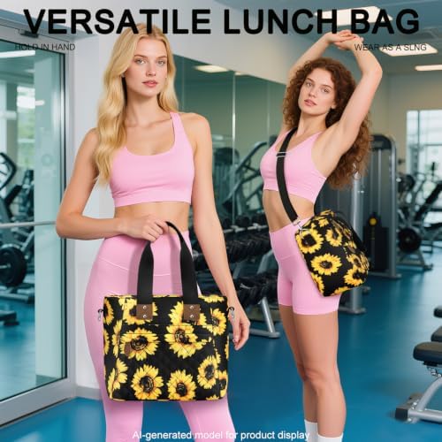 Capolo Lunch Bag for Women,Small Insulated Lunchbox Tote Reusable,M-Flower