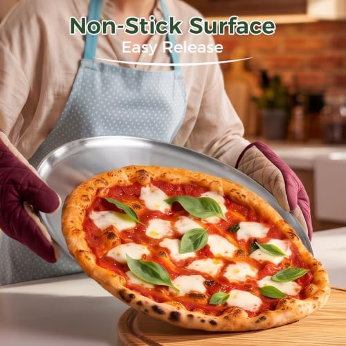 Kirecoo 16" Round Nonstick Stainless Steel Pizza Pan for Oven