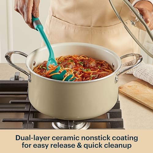 Pyrex 10-Inch Stock Pot Ceramic Cookware with Lid & Stainless Steel Handles