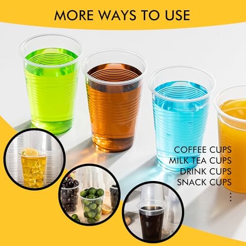 RACETOP 80 Pack 9 oz Plastic Cups, Clear Disposable Plastic Cups Bulk, Cold Drinking Party Cup, Transparent for Wedding, Thanksgiving, Christmas, Party