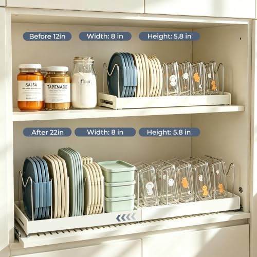 2-Pack Pots and Pans Organizer under cabinet with 9 Adjustable Dividers-22"