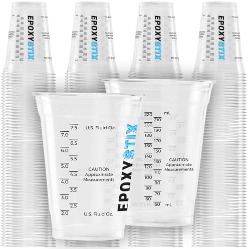 [Pack of 250] 10oz Disposable Measuring Cups for Mixing Epoxy Resin - Measurements in mL and Oz - Multipurpose Reusable Paint, Epoxy, Stain, Liquid Mixing Cups