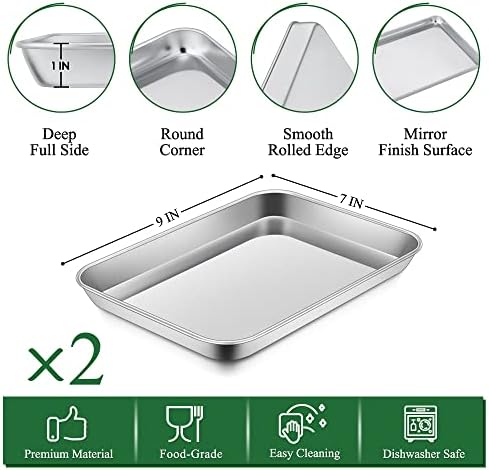 P&P CHEF 9 Inch Toaster Oven Pan Tray with Wire Rack, 4 PCS