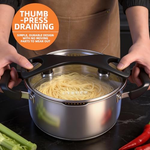 Stainless Steel Stock Pot with Pour Spout and Strainer - 5 Quart